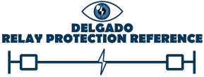 Banner of the Delgado Relay Protection Reference website: Depicts an overhead line with a circuit breaker at each end and a lightning strike symbol in the middle, representing a fault. Above, a blue eye with the fault symbol reflected in it symbolizes the impedance seen by distance relay protection. This site is a comprehensive resource for electrical engineers specializing in protection relay engineering, offering technical articles, reference materials, standards, best practices, diagrams, and troubleshooting guides for protection relays and applications.